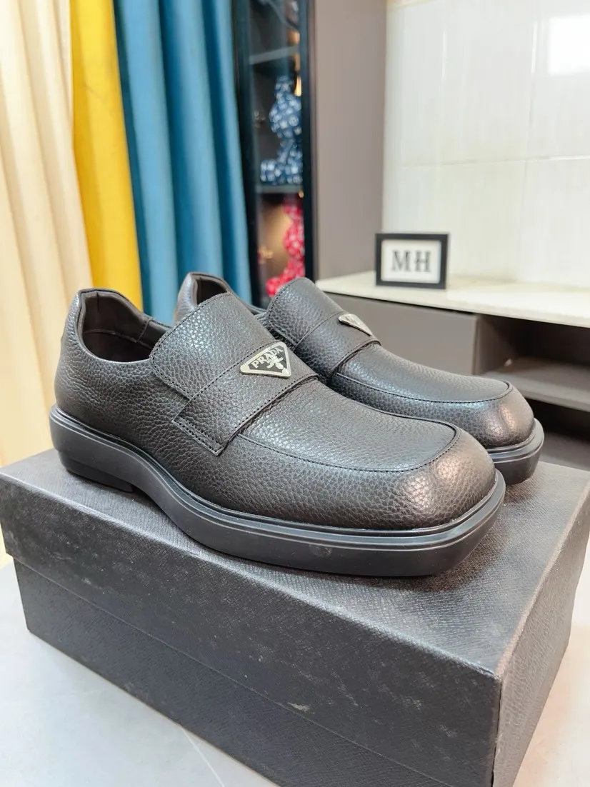 Men's shoes 💰540🌹🌹【PRADA Leather Shoes】Top purchasing agency Original imported Italian custom-made open-edge beaded cowhide leather surface, fully imported water-dyed breathable cowhide lining, original factory special molded sole super comfortable, size: 38-44